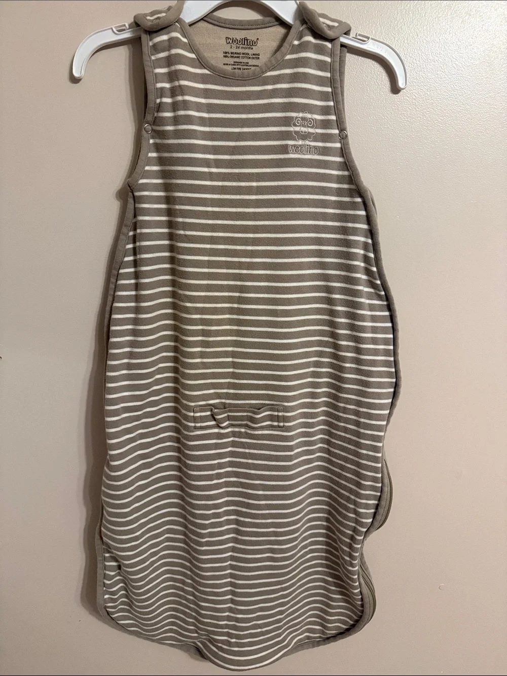 Woolino Sleep Sack 100% Merino Wool Lining 100% Organic Cotton Outer 2-24 Months